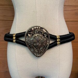 VTG 70s Brutalist Large Belt Buckle Statement Cast Metalwork Heavy Runway Rare Vintage Brutalist Modernist 70s Belt Buckle Solid Brass  main image 3
